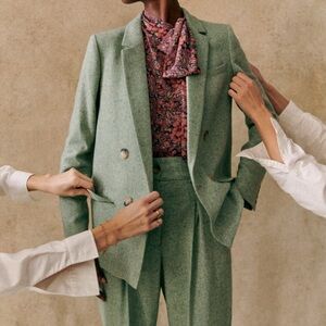 Sezane Christie Jacket in Sea Green Size 6